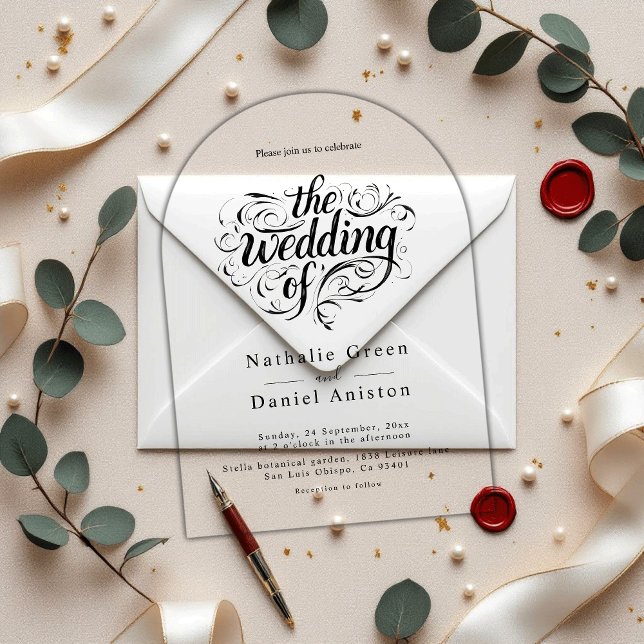 Elegant Script Black and White Classic Wedding Acrylic Invitations (Creator Uploaded)