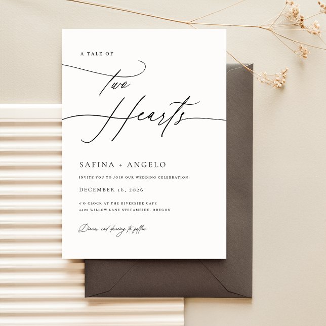 Elegant Script Black and White Classic Wedding Invitation (Creator Uploaded)