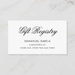 Elegant Script Black and White Gift Registry Enclosure Card
