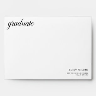 Elegant Script Black and White Graduate Graduation Envelope