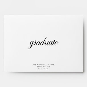 Elegant Script Black and White Graduation Envelope