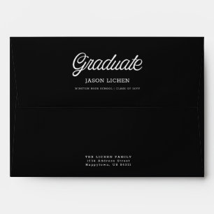 Elegant Script Black and White Graduation Envelope