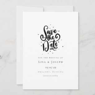 Elegant Script Black and White Save the Date