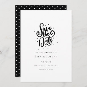 Elegant Script Black and White Save the Date Invitation