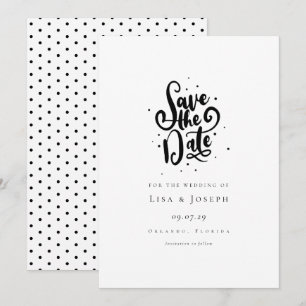 Elegant Script Black and White Save the Date Invitation
