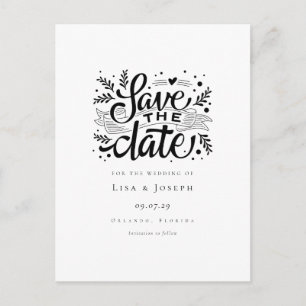 Elegant Script Black and White Save the Date Postcard