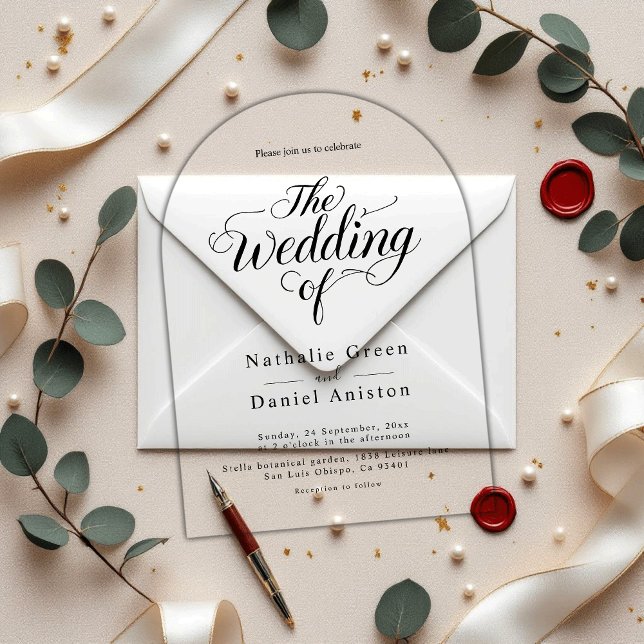 Elegant Script Black and White Simple Wedding Acrylic Invitations (Creator Uploaded)