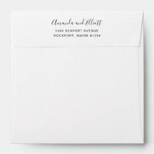 Elegant Script Black and White Simple Wedding Envelope