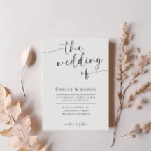 Elegant Script Black and White The Wedding Of
