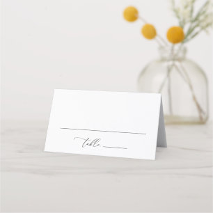 elegant script black and white wedding place card