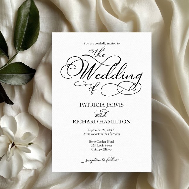 Elegant Script Black And White Wedding QR Invitation (Creator Uploaded)