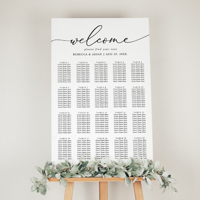 Elegant Script Black and White Wedding Seating Poster (Creator Uploaded)