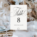 Elegant Script Black and White Wedding  Table Number<br><div class="desc">Elegant Script Black and White Wedding Table Number features a large,  bold script and elegant styling.</div>