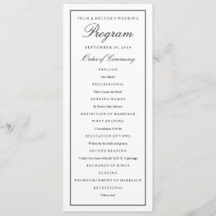 Elegant Script Black Border Wedding Program