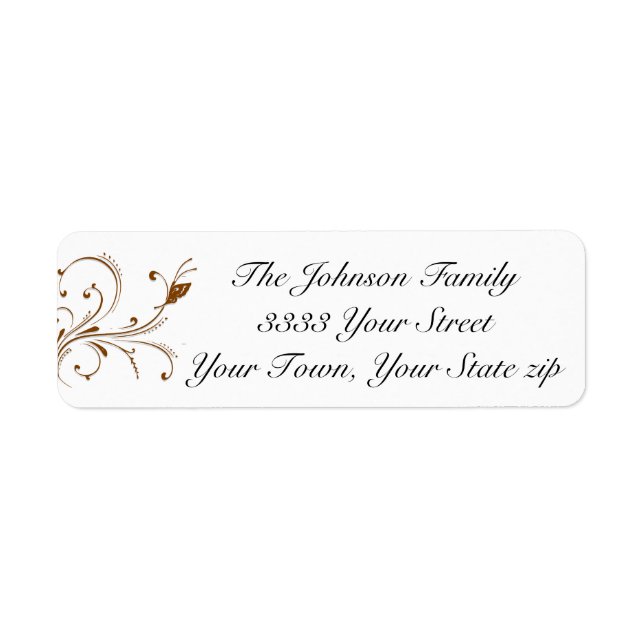 Elegant Script Black  Brown Return Address Return Address Label (Front)