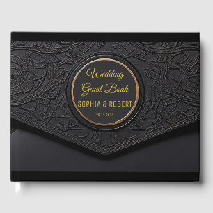 Elegant Script Black Golden Luxury Wedding Funny Guest Book