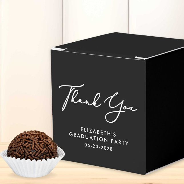 Elegant Script Black Graduation Party Thank You Favour Box (Creator Uploaded)