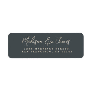 Elegant Script Black Ivory Wedding Return Address Label