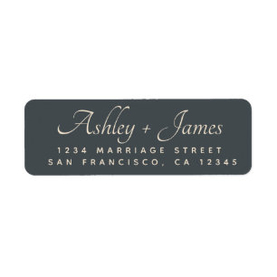 Elegant Script Black Ivory Wedding Return Address Label