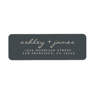 Elegant Script Black Ivory Wedding Return Address Return Address Label