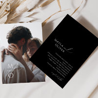 Elegant Script | Black Monogram Photo Wedding