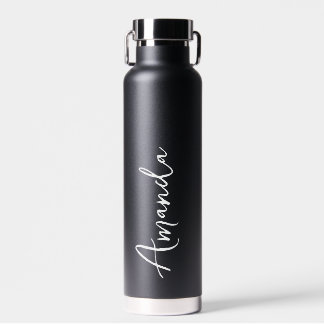 Elegant Script Black Personalised Wedding  Water Bottle