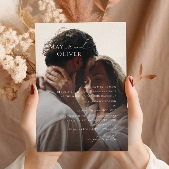 Elegant Script | Black Photo Traditional Wedding Invitation (Creator Uploaded)