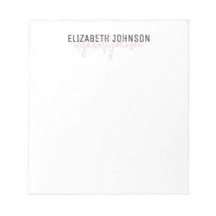 Elegant Script Black Pink Classic Notepad