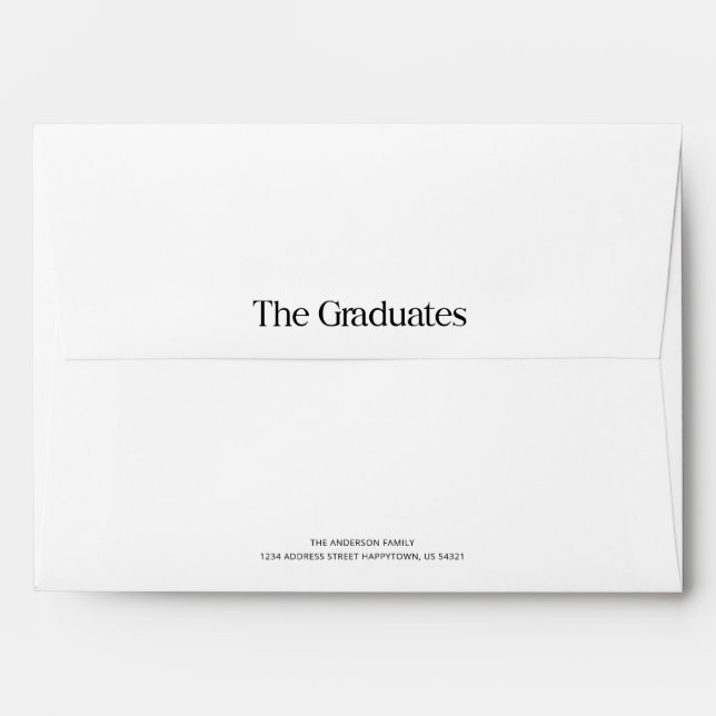 Elegant Script Black Return Address Graduation Envelope (Back (Top Flap))