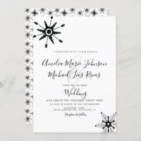 Elegant Script Black Snowflakes Christmas Wedding