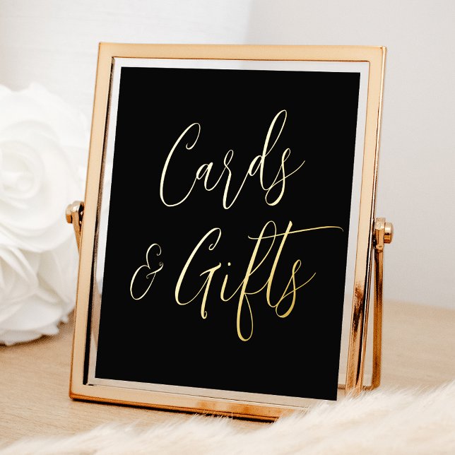 Elegant Script Black Wedding Cards and Gifts Foil Prints (Creator Uploaded)