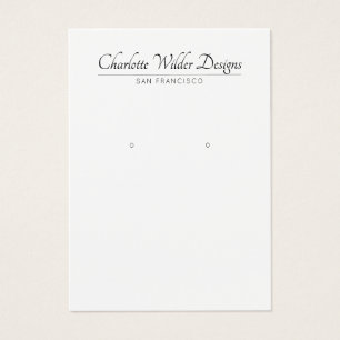 Elegant Script Black White Earring Display Card