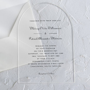 Elegant Script Black White Formal Classic Weddings Acrylic Invitations