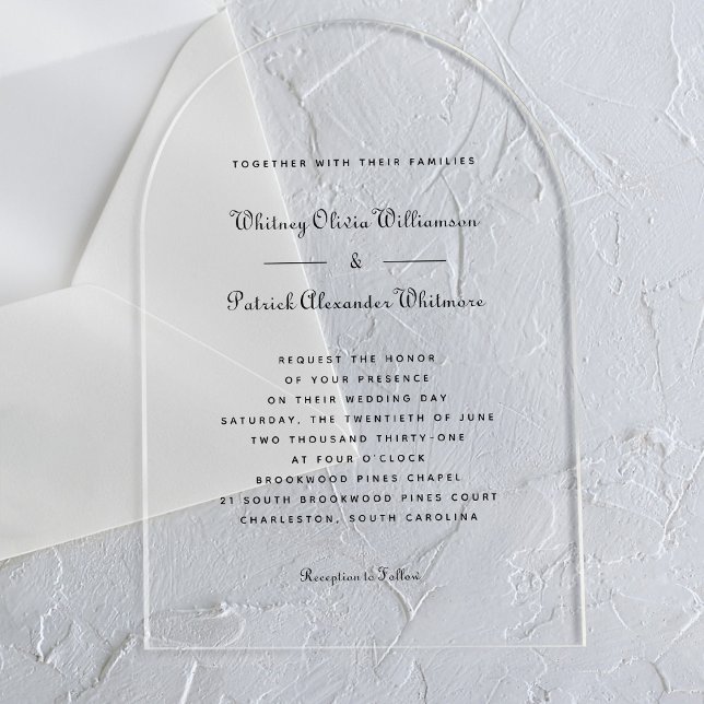Elegant Script Black White Formal Classic Weddings Acrylic Invitations (Elegant Script Black White Formal Classic Weddings Acrylic Invitations)