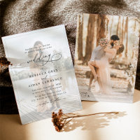 Elegant Script Black & White Photo Wedding