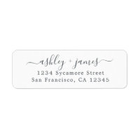 Elegant Script Black White Return Address Label