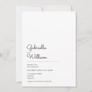Elegant Script Black White Save the Date