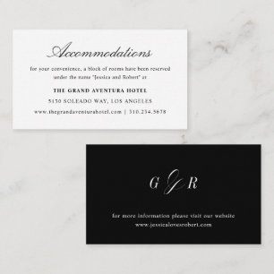 Elegant Script Black White Wedding Accommodations Enclosure Card