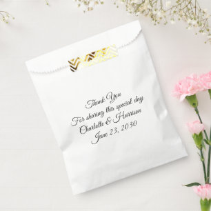 Elegant script black white Wedding gift Favour Bag