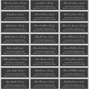 Elegant Script Black White Wedding Guest Address