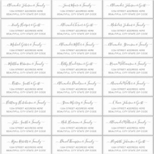Elegant Script Black White Wedding Guest Address 