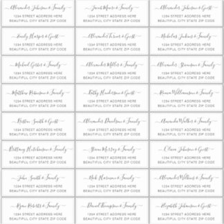 Elegant Script Black White Wedding Guest Address 