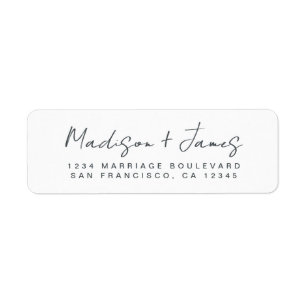 Elegant Script Black White Wedding Return Address  Label