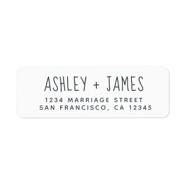 Elegant Script Black White Wedding Return Address  Label (Front)