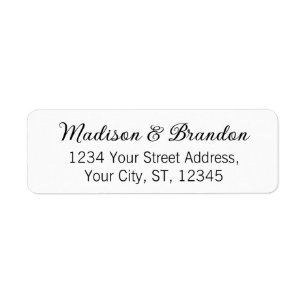 Elegant Script Black White Wedding Return Address  Label