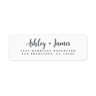 Elegant Script Black White Wedding Return Address Return Address Label