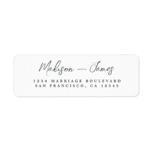 Elegant Script Black White Wedding Return Address Return Address Label
