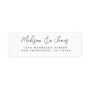 Elegant Script Black White Wedding Return Address Return Address Label