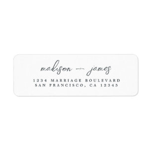 Elegant Script Black White Wedding Return Address Return Address Label