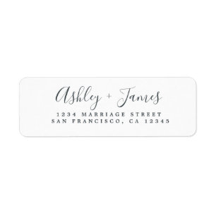 Elegant Script Black White Wedding Return Address Return Address Label